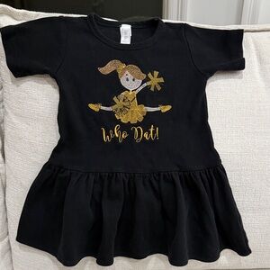 Black Dress with Gold Embroidered Saints Cheerleader and Who Dat